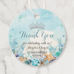 Quinceañera Under the Sea Beach Shells Corals Favour Tags