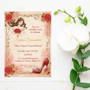 Quinceanera Vintage Roses Elegant Birthday Invitation