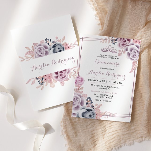 Quinceanera violet Invitation Quinceanera Annivers (Créateur téléchargé)
