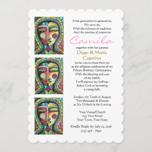 Quinceanera Virgin of Guadalupe PROTECTION Invitation