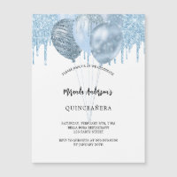 Quinceanera white blue balloons glitter luxury