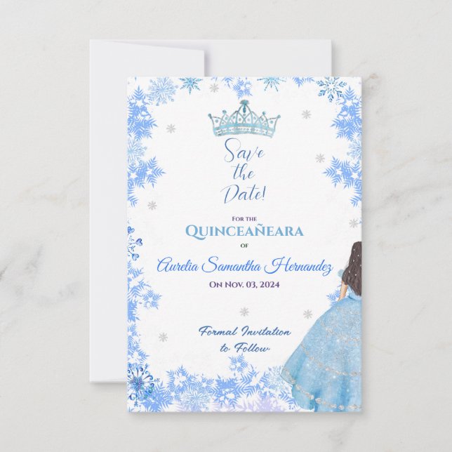Quinceañera Winter Wonderland Enregistrer la carte (Devant)