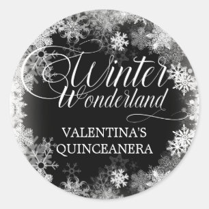 Quinceanera Winter Wonderland Snowflake Favour Classic Round Sticker