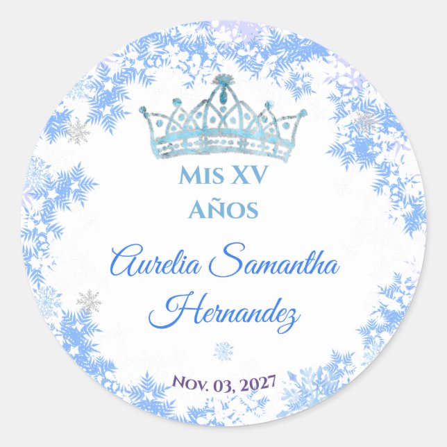 Quinceañera Winter Wonderland Sticker (Front)