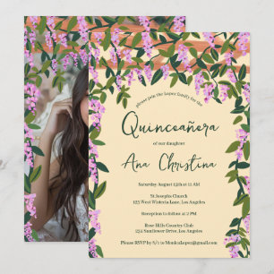 Quinceañera Wisteria Vines Floral Custom Photo  Invitation