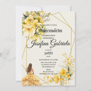Quinceañera Yellow Gold Invitation