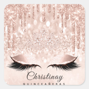Quinceañeras Sweet 16th 15th Bridal Spark Princess Square Sticker