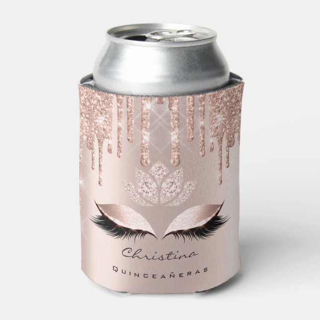 Quinceañeras Sweet 16th 15th Bridal Sparkly Diamod Can Cooler (Can Front)