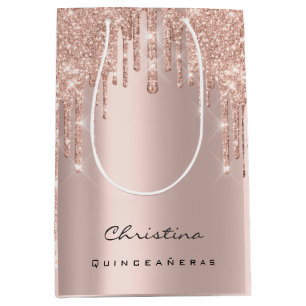 Quinceañeras Sweet 16th 15th Bridal Sparkly Favour Medium Gift Bag