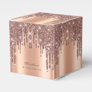 Quinceañeras Sweet 16th Bridal Rose Glitter Favor Box