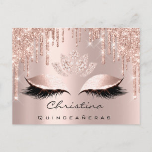 Quinceañeras Sweet 16th Bridal Rose Gold Sparkly Postcard