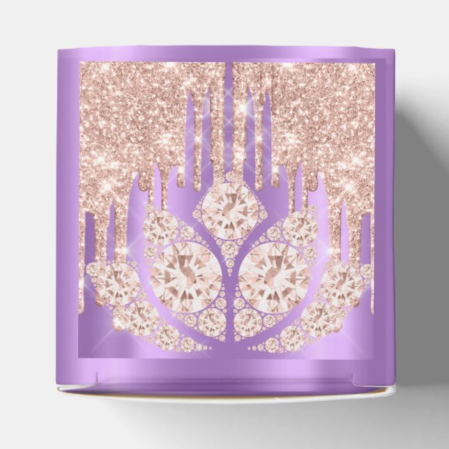 Quinceañeras Sweet 16th Bridal Rose Purple Spark Favor Box (Top)