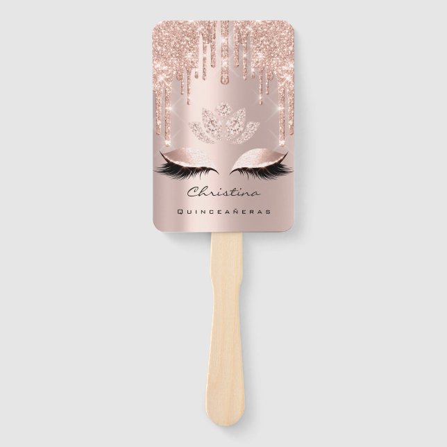 Quinceañeras Sweet 16th Bridal Shower Rose Spark Hand Fan (Front)