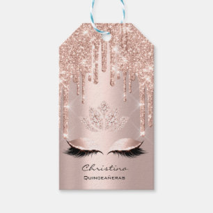 Quinceañeras Sweet 16th Rose Bridal Sparkly Diamo Gift Tags