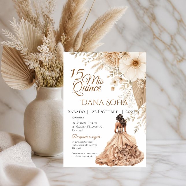 Quincenera Invitation in Spanish Boho (Creator Uploaded)