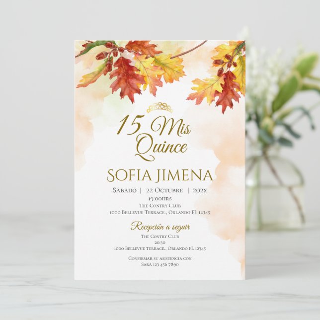 Quincenera Invitation in Spanish Boho (Standing Front)