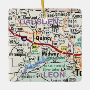 Quincy Florida Map Ceramic Ornament