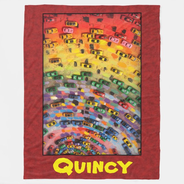 Quincy - Red Fleece Blanket (Front)