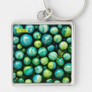 QUINN ~ ATTRACTIVE ~ Green Marbles ~ Key Ring
