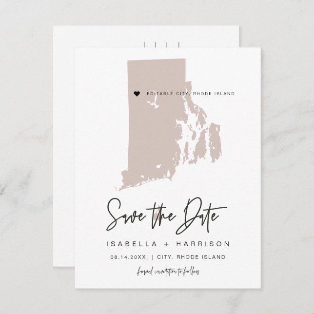 QUINN Blush Rhode Island Save the Date Postcard (Front/Back)