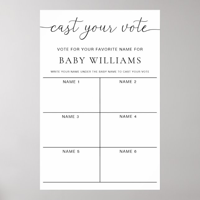 Quinn Cast Your Vote Baby Name Game Voting Poster (Front)