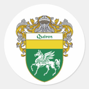 Quinn Coat of Arms (Mantled) Classic Round Sticker
