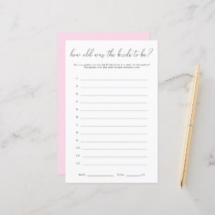 Quinn How Old Was The Bride Game Guess Card