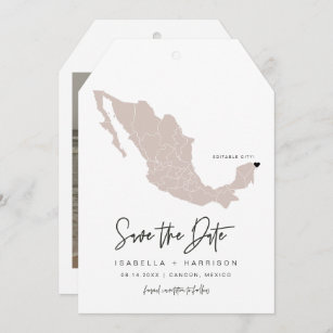 QUINN Mexico Map Luggage Tag Travel Save the Date  Invitation