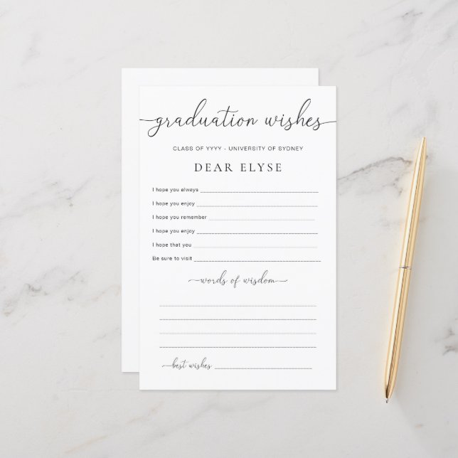 Quinn Minimal Graduation Wishes (Front/Back In Situ)