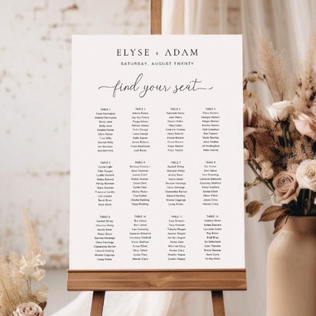 Quinn Modern Minimal 12 Table Seating Poster (Creator Uploaded)