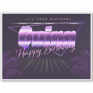 Quinn Nom Prénom lila retro Sticker