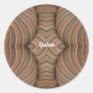 QUINN ~ Pretty Shades of Brown Fractal ~ Classic Round Sticker