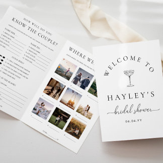 Quinn Script Bridal Shower Game and Menu Booklet Invitation