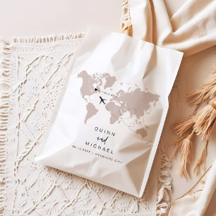 QUINN World Map Travel Destination Save the Date Favour Bag