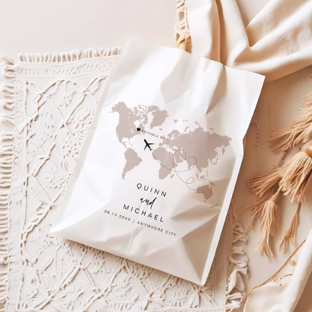 QUINN World Map Travel Destination Save the Date Favour Bag (Creator Uploaded)