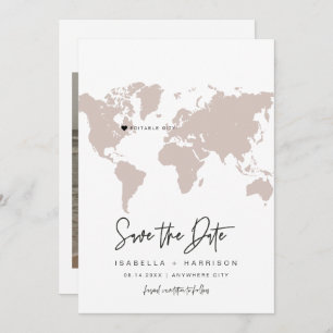 QUINN World Map Travel Destination Save the Date Invitation