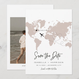 QUINN World Map Travel Destination Save the Date Invitation
