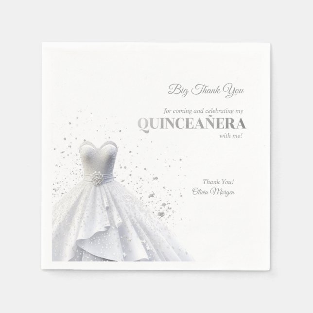 Quintencera Glam Red Dress Napkin (Front)