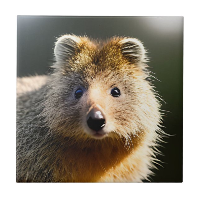 Quintin The Ginger Quokka, Ceramic Tile (Front)