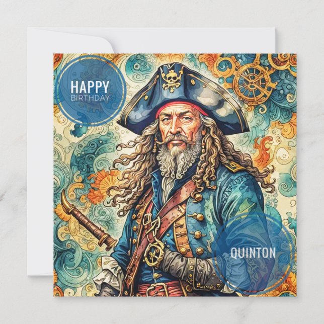QUINTON ~ Carte d'anniversaire ~ Pirate ~ (Devant)