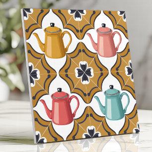 Quirky 1950s Kitsch Design with Playful Teapots Tile