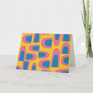 Quirky Abstract Geometric Shapes in Bright Yellow Card