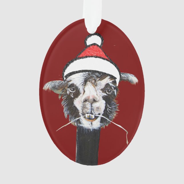 Quirky alpacas acrylic ornament 2019b (Back)