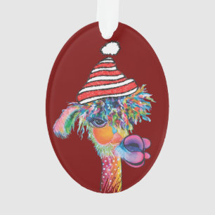 Quirky alpacas acrylic ornament 2019c