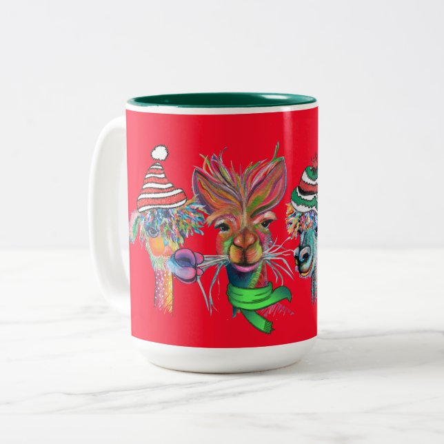 quirky alpacas holiday mug (Front Left)