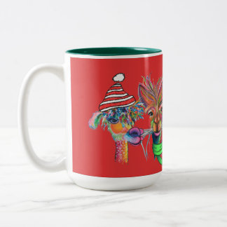 quirky alpacas holiday mug-r1 Two-Tone coffee mug