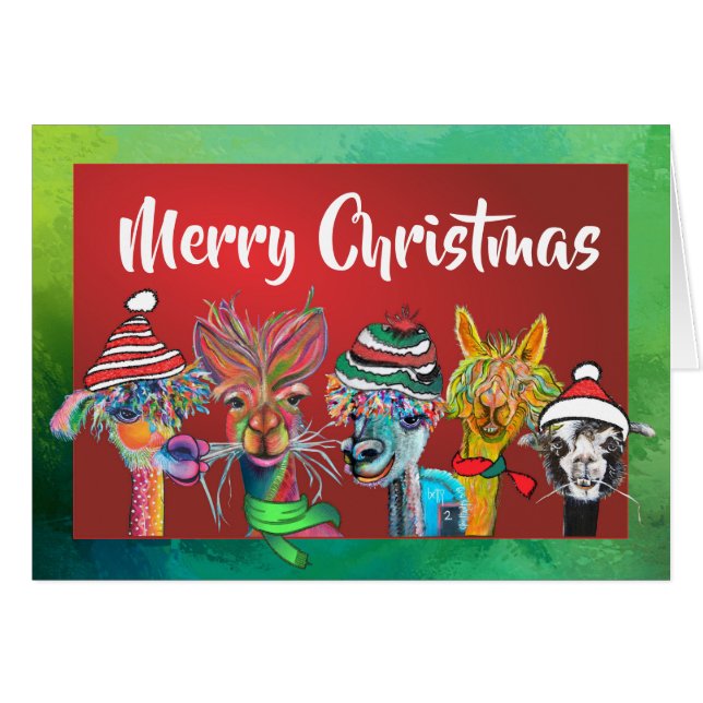 Quirky Alpacas Merry Christmas card 19-4 (Front Horizontal)