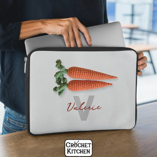 Quirky Amigurumi Minimalist Crochet Carrots Name Laptop Sleeve