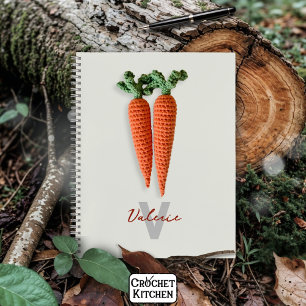 Quirky Amigurumi Minimalist Crochet Carrots Name Notebook