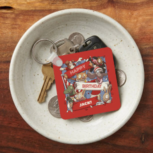 Quirky Animal Fans Personalised Birthday Cartoon Keychain